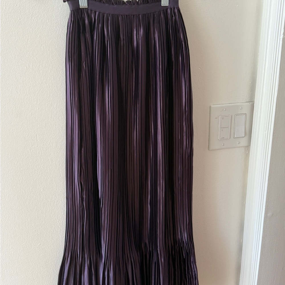 Women's Purple Pleated Maxi Skirt